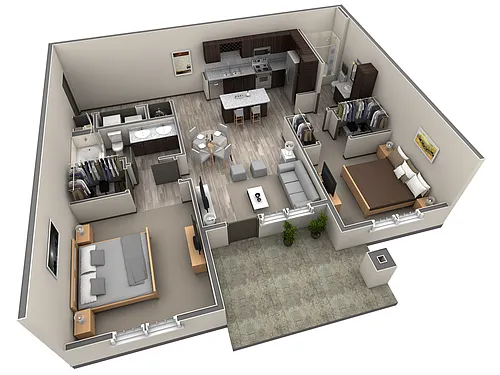 Floor plan 2 BR Haven Courtyard