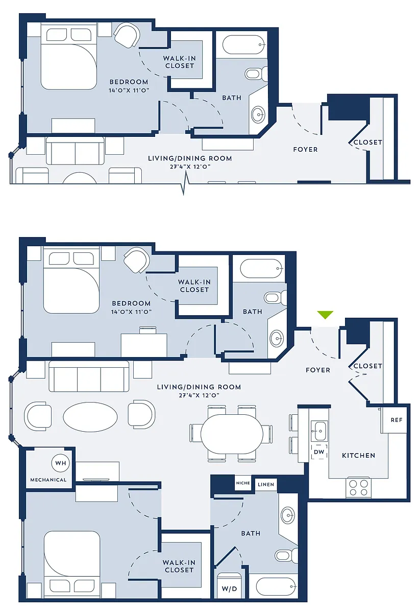 Floor plan 2 Bed/2 Bath-D8A