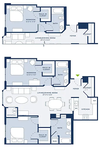 Floor plan 2 Bed/2 Bath-D8A
