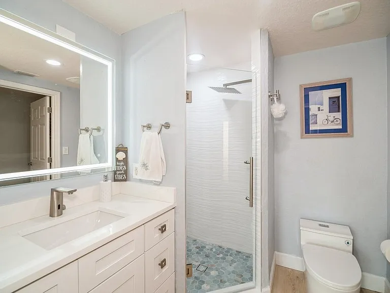 Guest bathroom with shower. Ensuite to Bedroom #2
