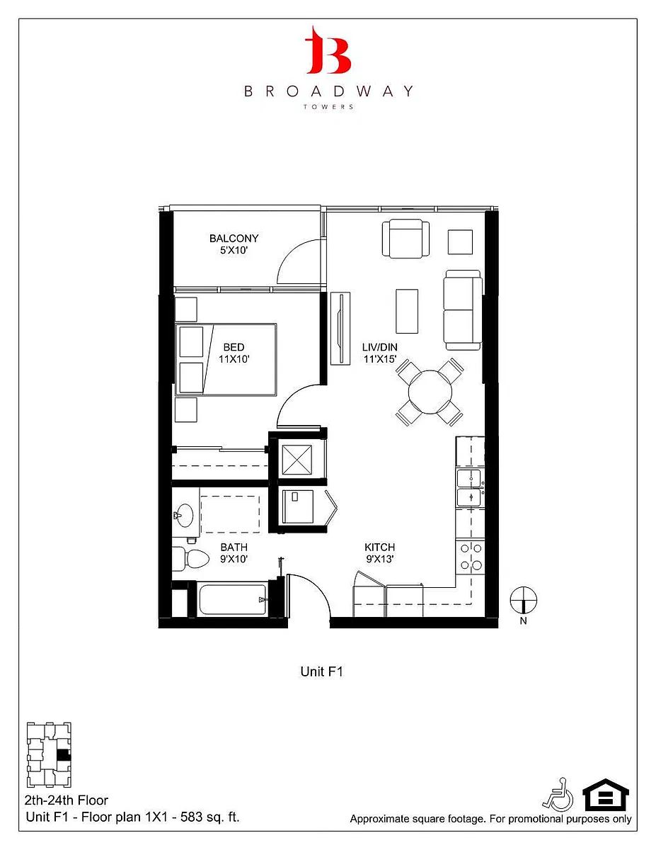 Floor plan Broadway F1 1x1