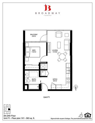 Floor plan Broadway F1 1x1