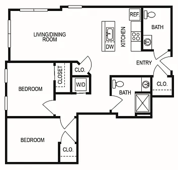 Floor plan One Bedroom with Study (D-Floor Plan Varies)