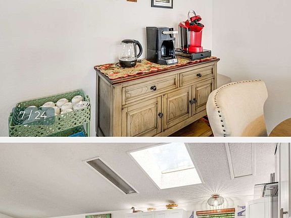Coffee bar in dining area and kitchen. Cupboards are lighted above and below cabinets. All new appliances.