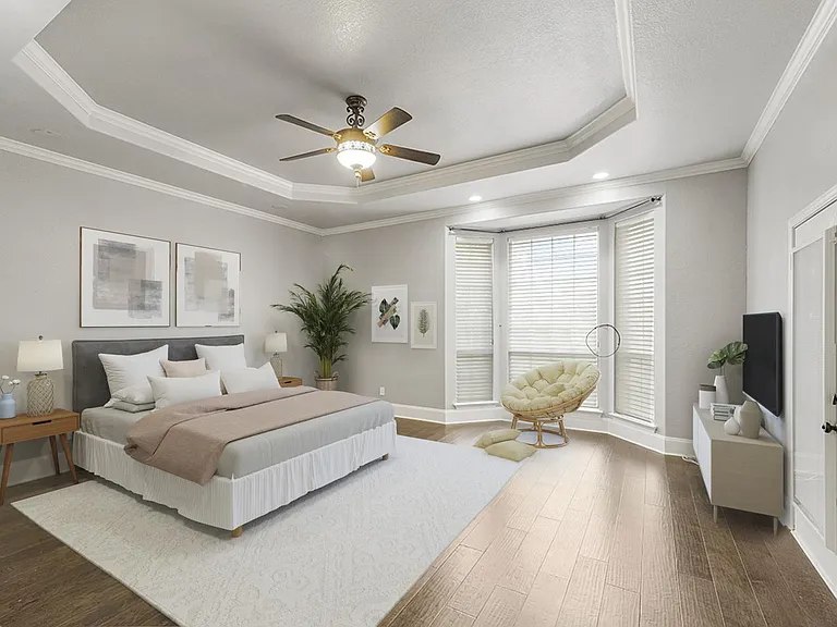 Bedroom 1. This image shows a virtually furnished space. Bedrooms come unfurnished.