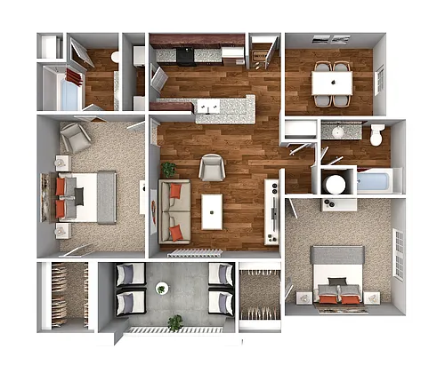 Floor plan 2 Bedroom 2 Bath 1094