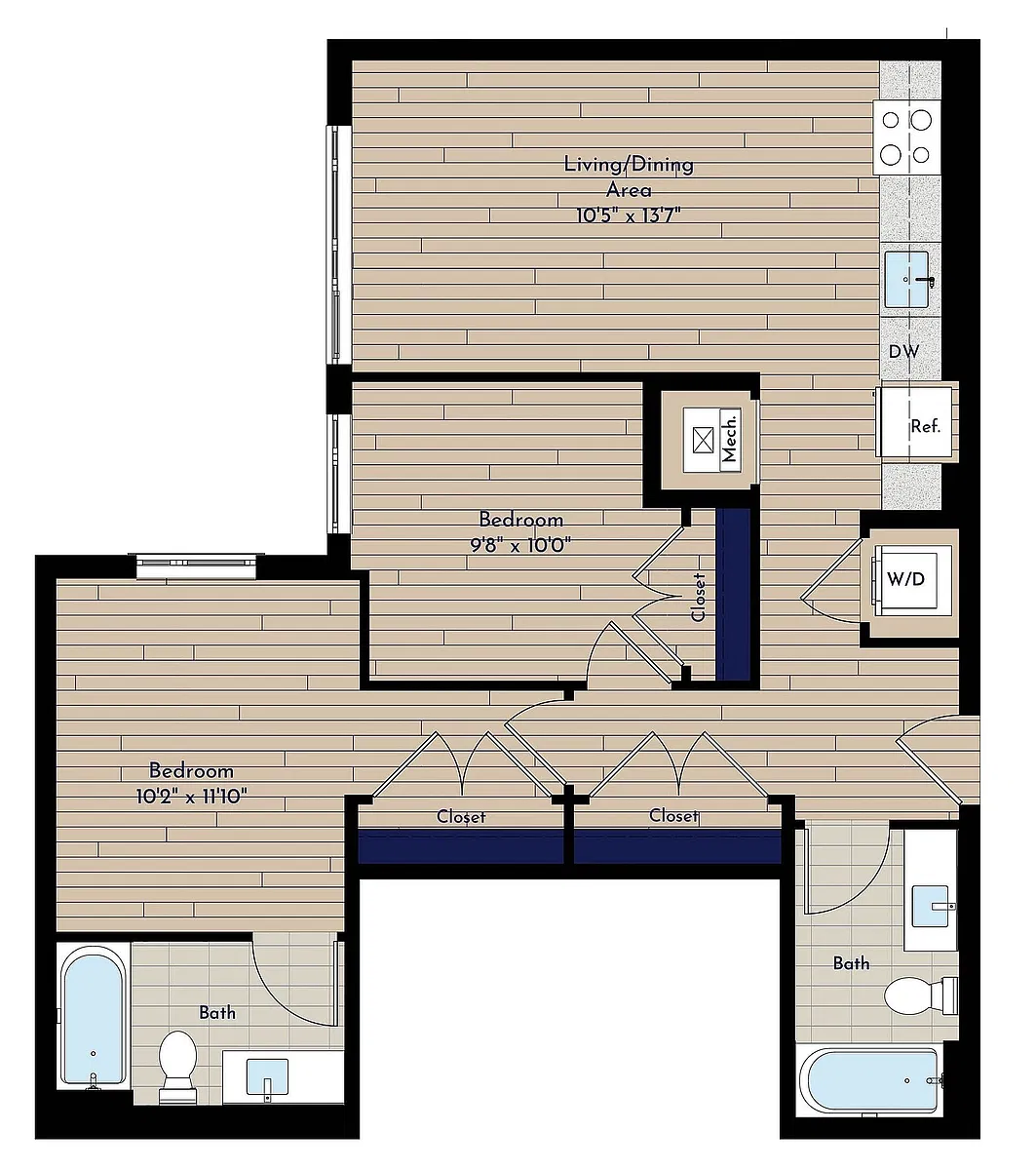 Floor plan B 2BR-N