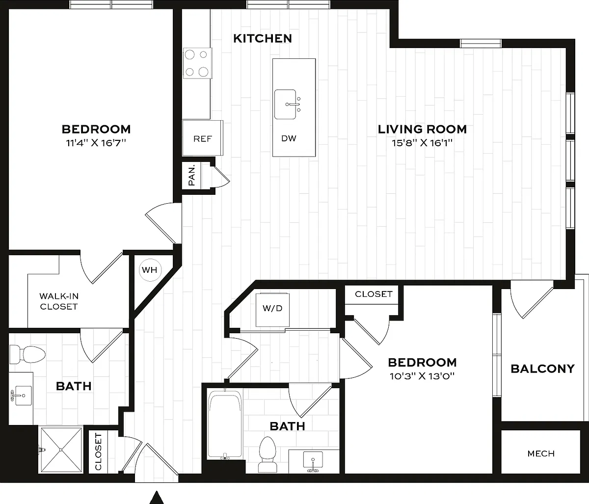 Floor plan 2 Bed/2 Bath-F-HA