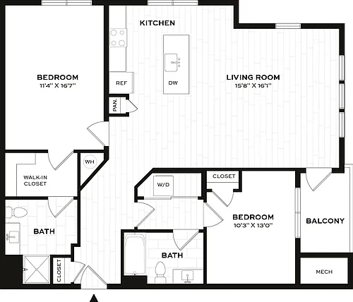 Floor plan 2 Bed/2 Bath-F-HA