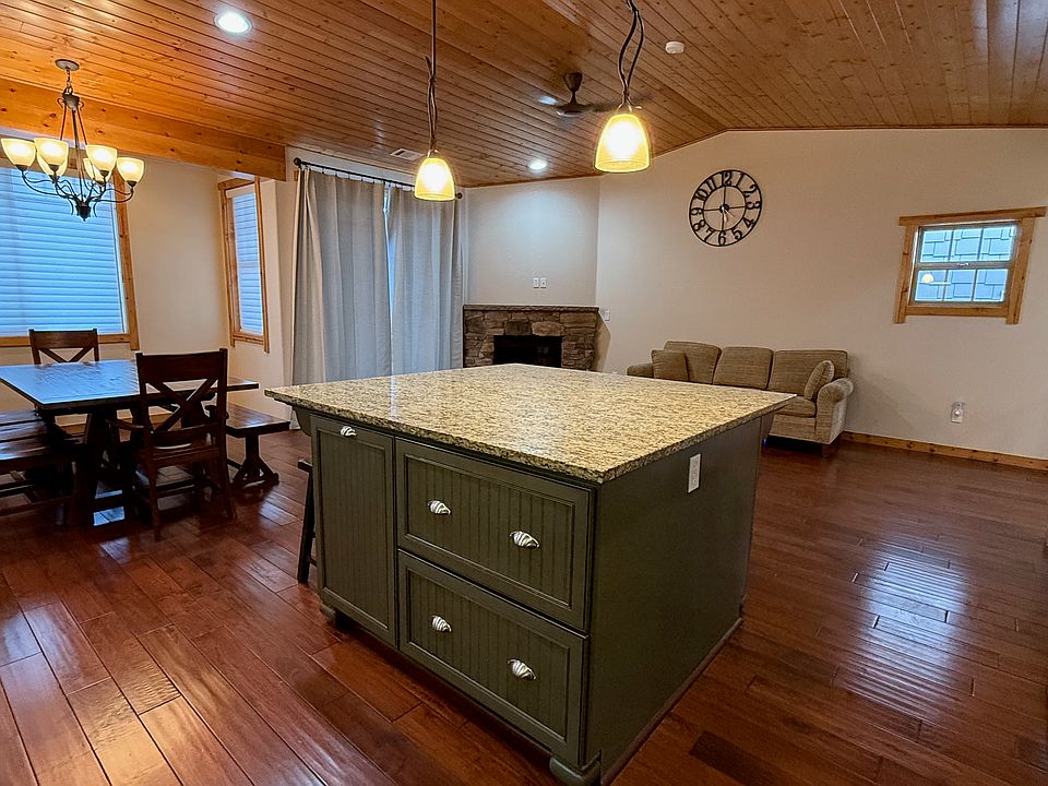 Kitchen island and dining area