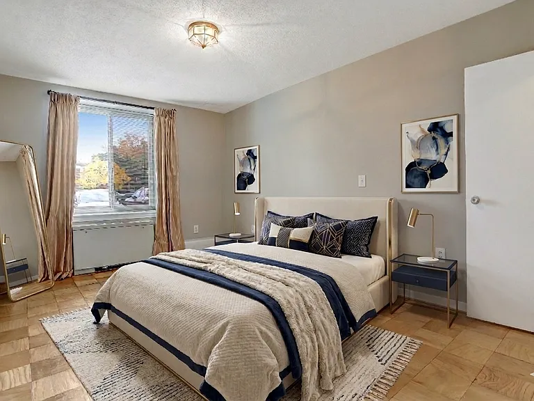 Bedroom can fit king size bed and more comfortably (AI generated based on actual dimensions and existing fixtures)