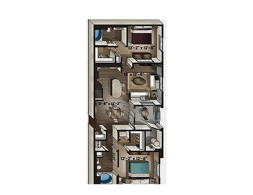 Floor plan Solstice - Two Bedroom/Two Bath 1,020 Sq Ft