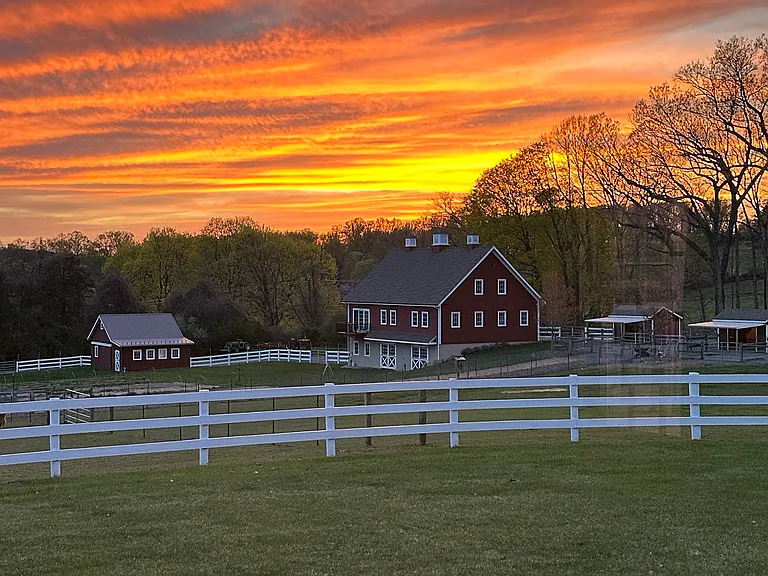 Sunset over Barn House