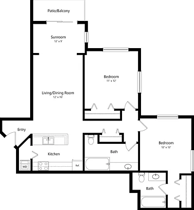 Floor Plan E | Riverwood Apartments | Apartments in Kenosha, WI Floor Plan E | Riverwood Apartments | Apartments in Kenosha, WI