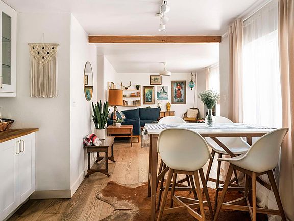 kitchen looking into living area