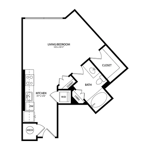 Floor plan Studio 534 SF E1