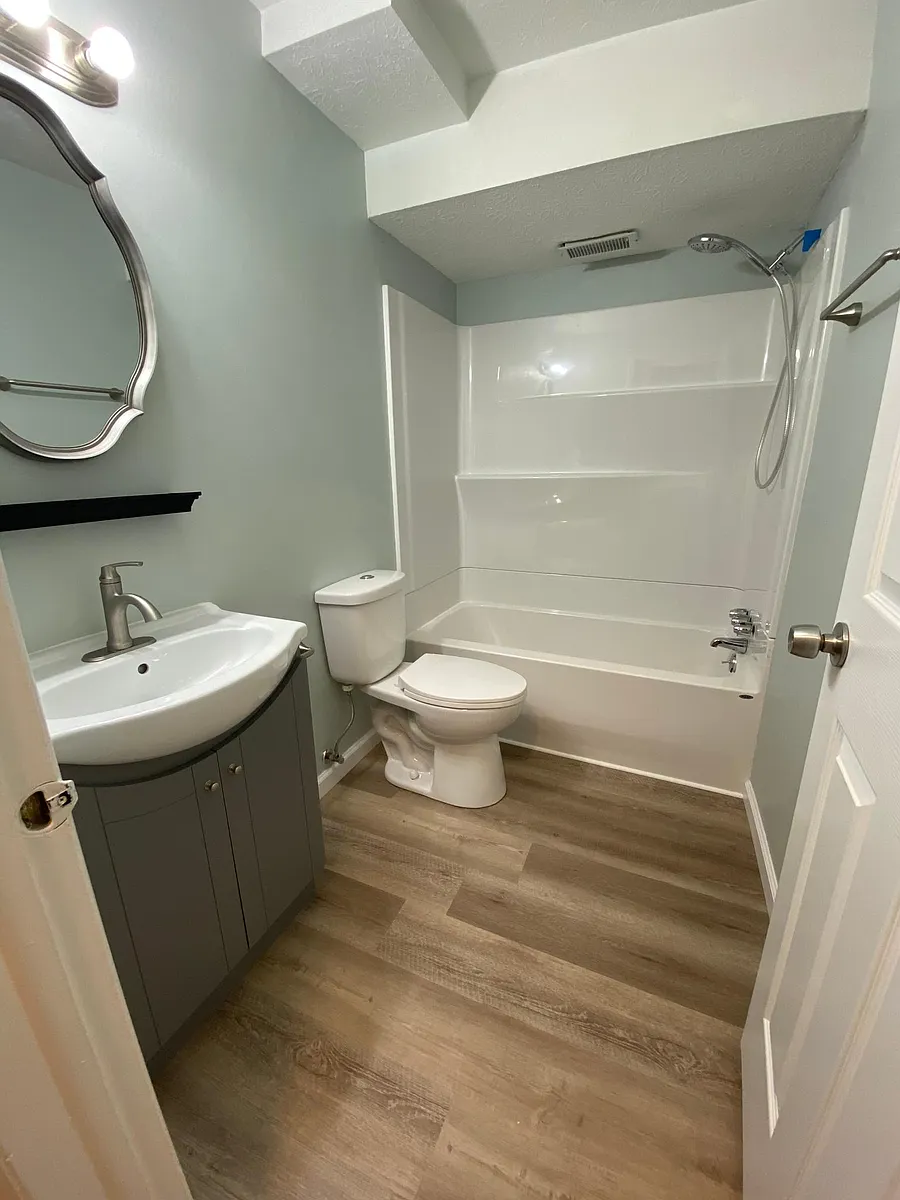 Euro vanity and sink, With all new Moen fixtures, tub and shower - 1311 Old Eagle Dr
