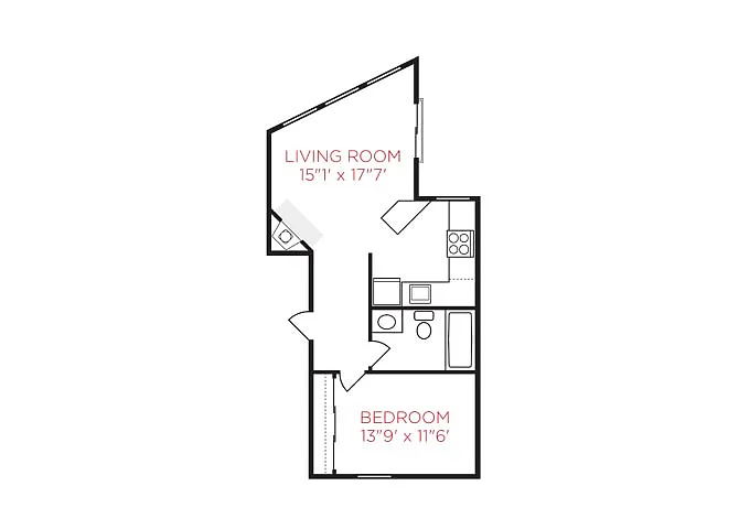 Floor plan 995 Hill Street - One Bedroom