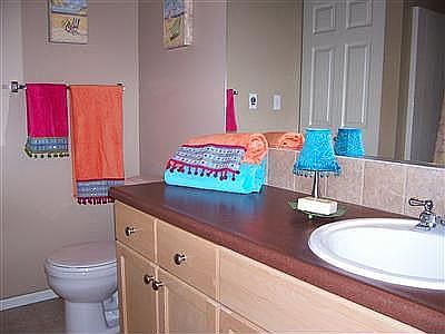 Large, full bath; with washer and dryer included.