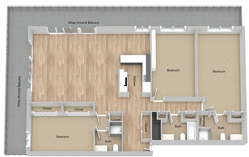 Floor plan Three Bedroom Renovated