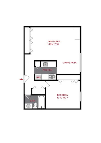 Floor plan 1 Bed 1 Bath (a2)