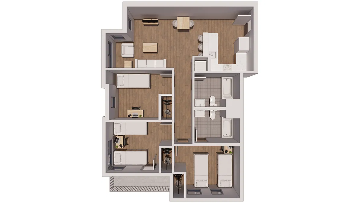 Floor plan C2 - Leased By The Bed