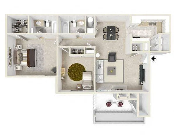 Floor plan 2 bedroom 2 bathroom