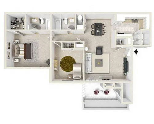 Floor plan 2 bedroom 2 bathroom