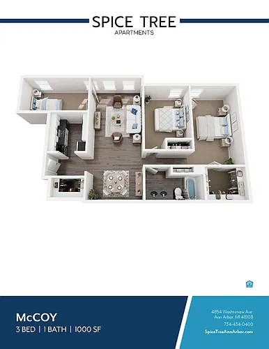 Floor plan 3x1 - 3 bdrm