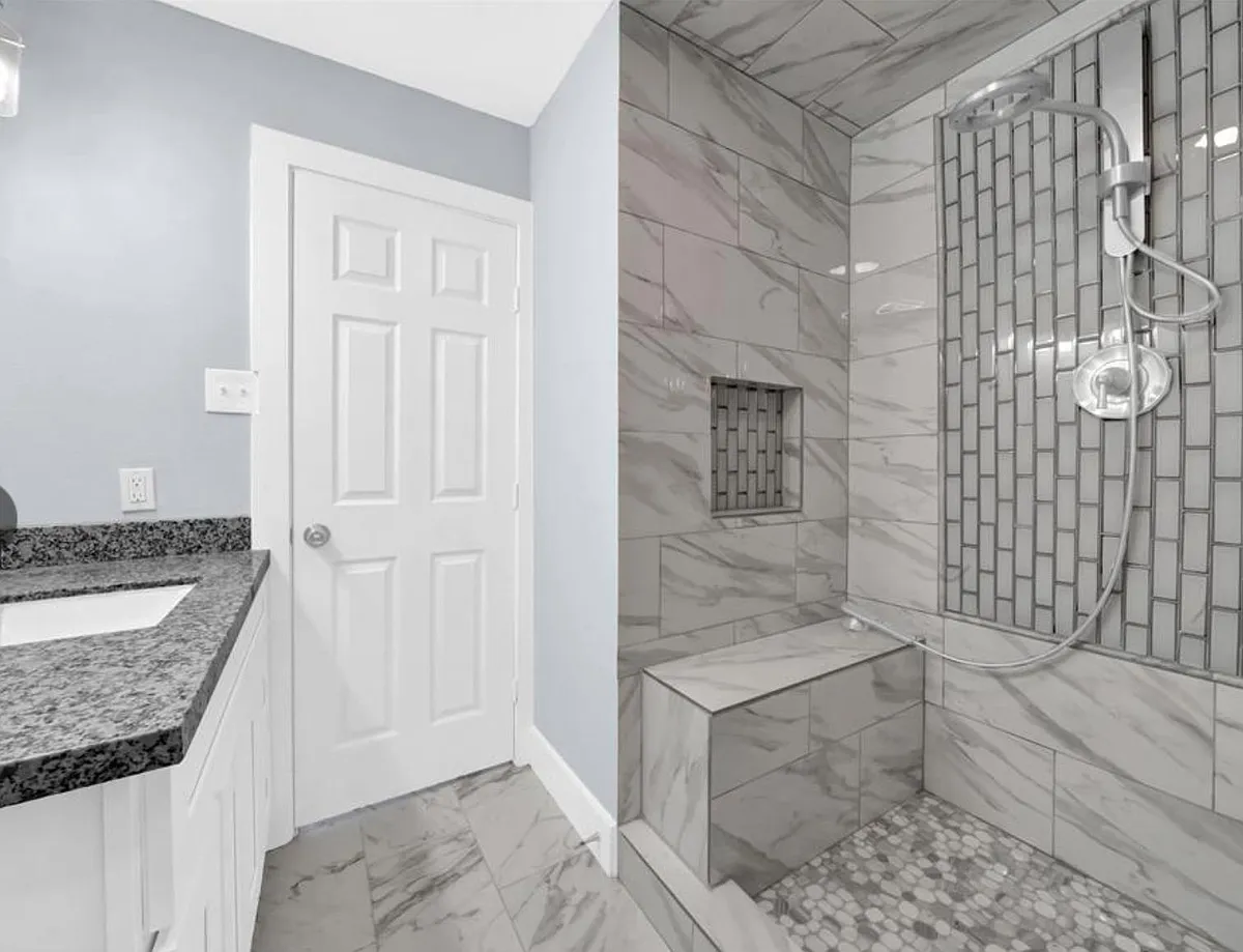 Master bathroom - glass enclosure has been added since picture was taken - 5750 Milart St