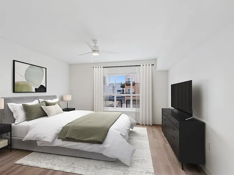 Renovated Package II bedroom with hard surface flooring