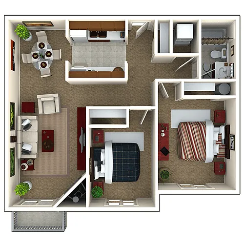 Floor plan 2 Bed 1 Bath