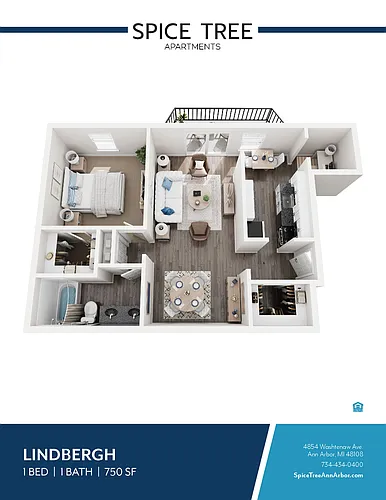 Floor plan 1x1 - 1 bdrm lg w/ patio
