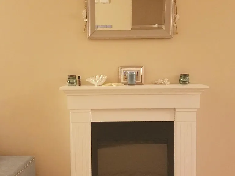 Electric fireplace in main level