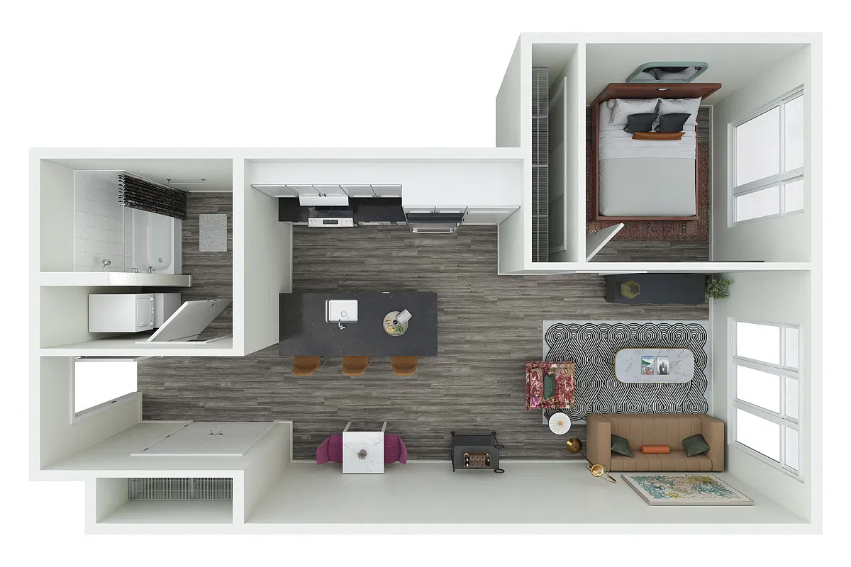 Floor plan 1x1 - 1.03CV