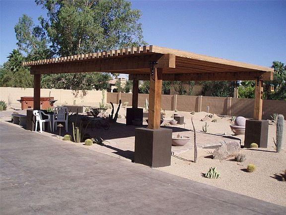 Custom Portico in backyard