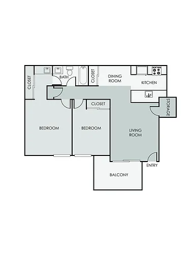 Floor plan 2 Bedroom 1 Bath