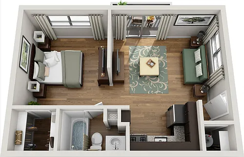 Floor plan Studio with Private Yard