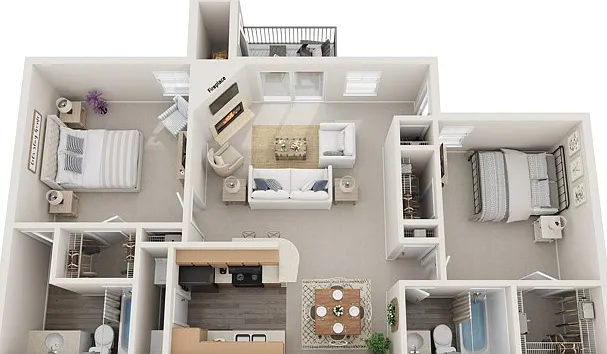 Two Bedrooms, Two Bathrooms, 1000 sqft, Full-Size Washer/Dryer, Patio/Balcony, Two Walk-in Closets, Fireplace in Selected Units, Vaulted Ceilings in Selected Units Two Bedrooms, Two Bathrooms, 1000 sqft, Full-Size Washer/Dryer, Patio/Balcony, Two Walk-in 