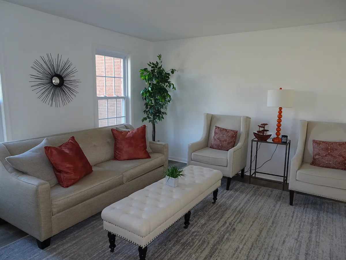 Living room with newly renovated floorboards - Leestone St