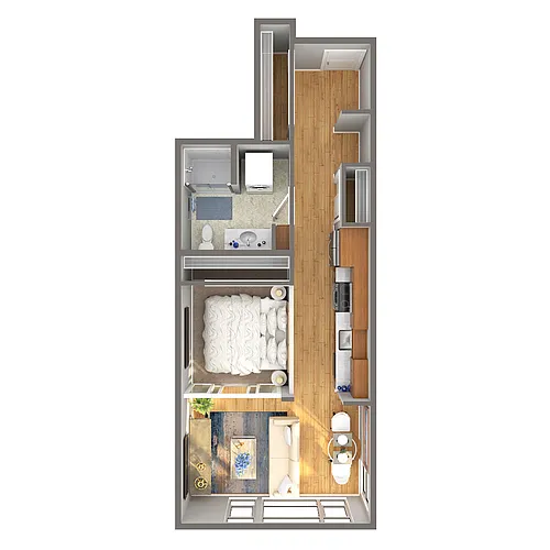 Floor plan 1 Bed/1 Bath Open - I