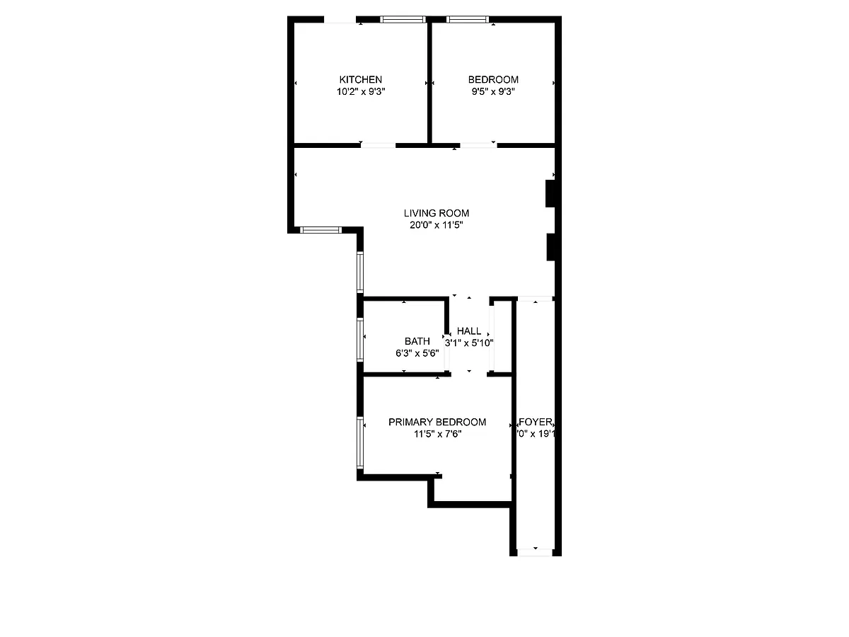 Floor plan Two Bedroom One Bathroom