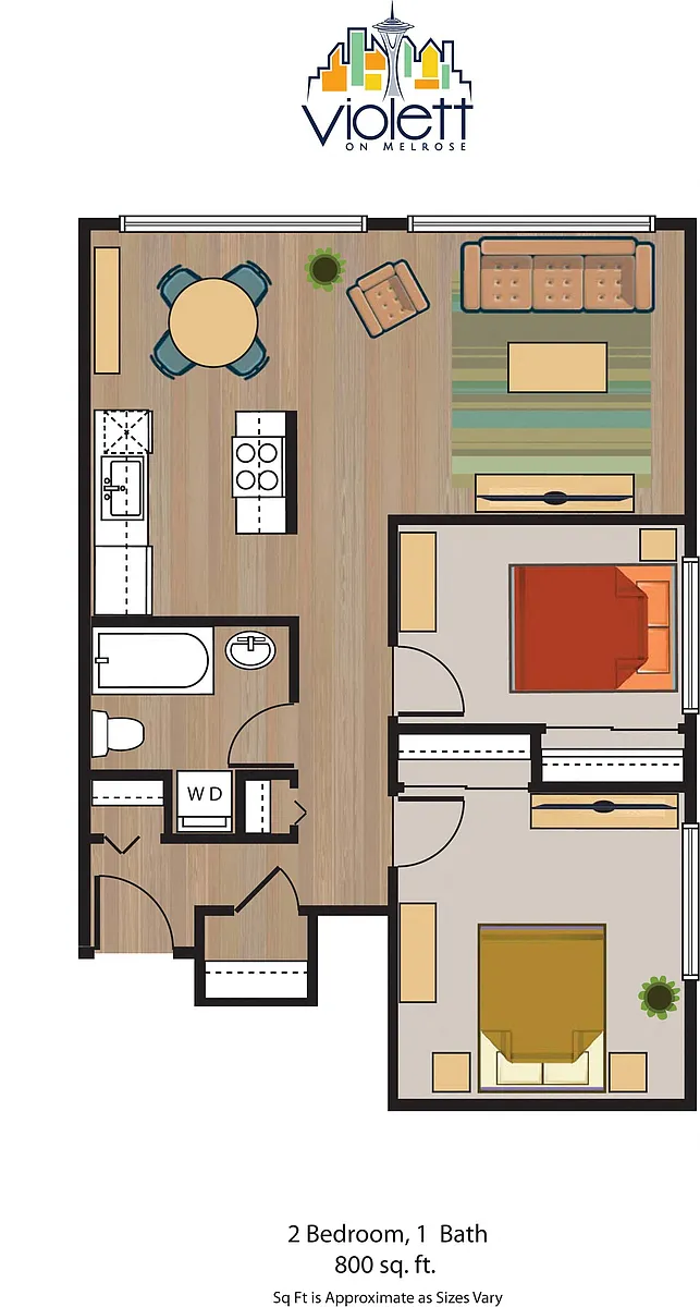 Floor plan 2 bed 1 bath C renovated