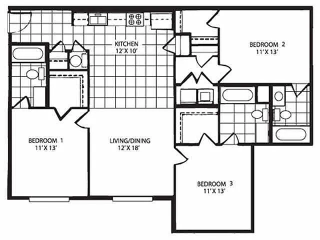 Floor plan 3 Bed 3 Bath