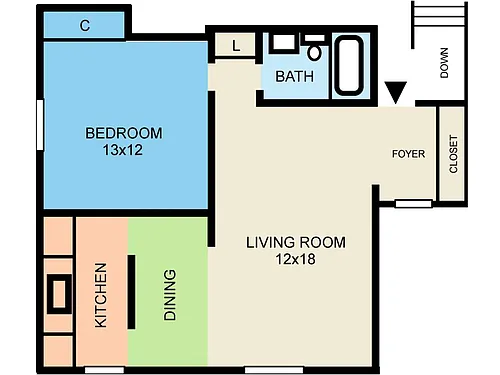 Floor plan 1 Bedroom Prime