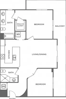 One Bedroom Two Bath Den (975 SF) One Bedroom Two Bath Den (975 SF)