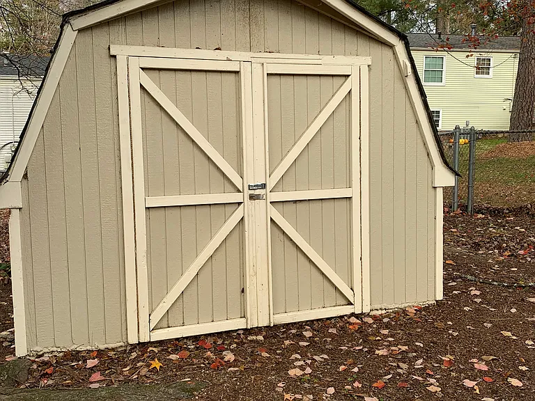 utility shed for outdoor tools and gas powered equipment not allowed in the house.