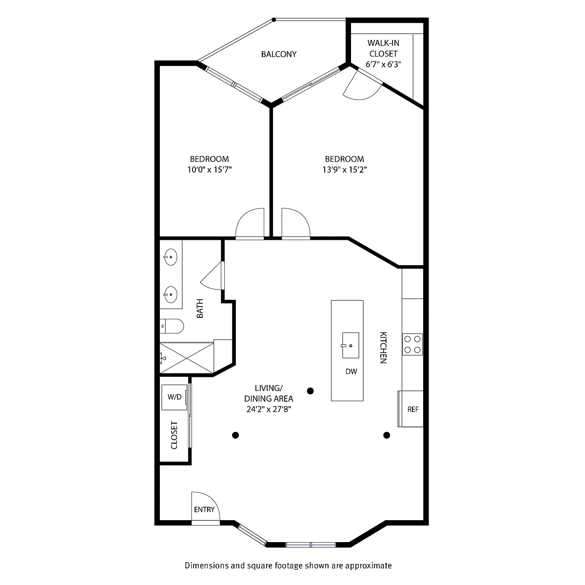 Floor plan 2 Bedroom / 1 Bath