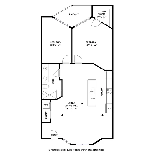 Floor plan 2 Bedroom / 1 Bath