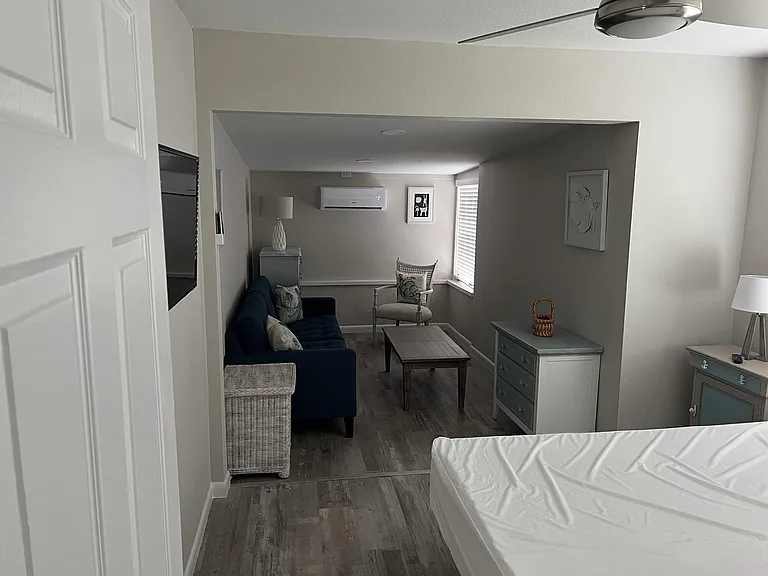Large bedroom with sitting area